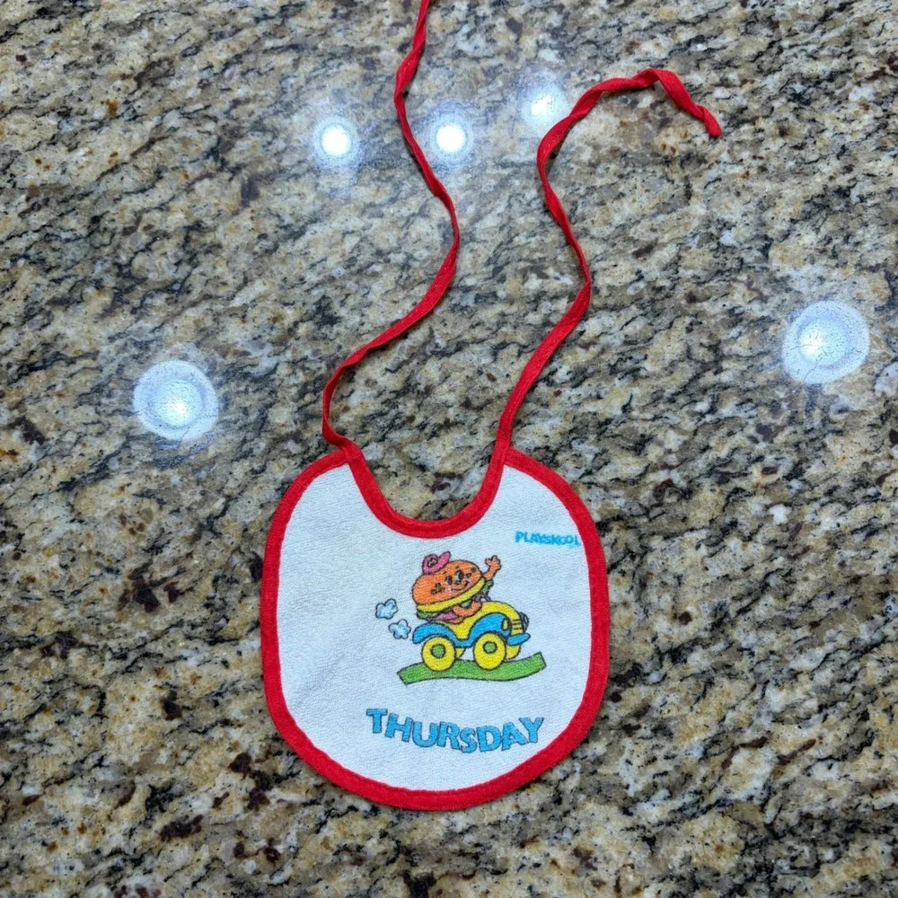 Vintage Playskool Baby Bibs Set of 3 Tuesday Wednesday Thursday Days of the Week